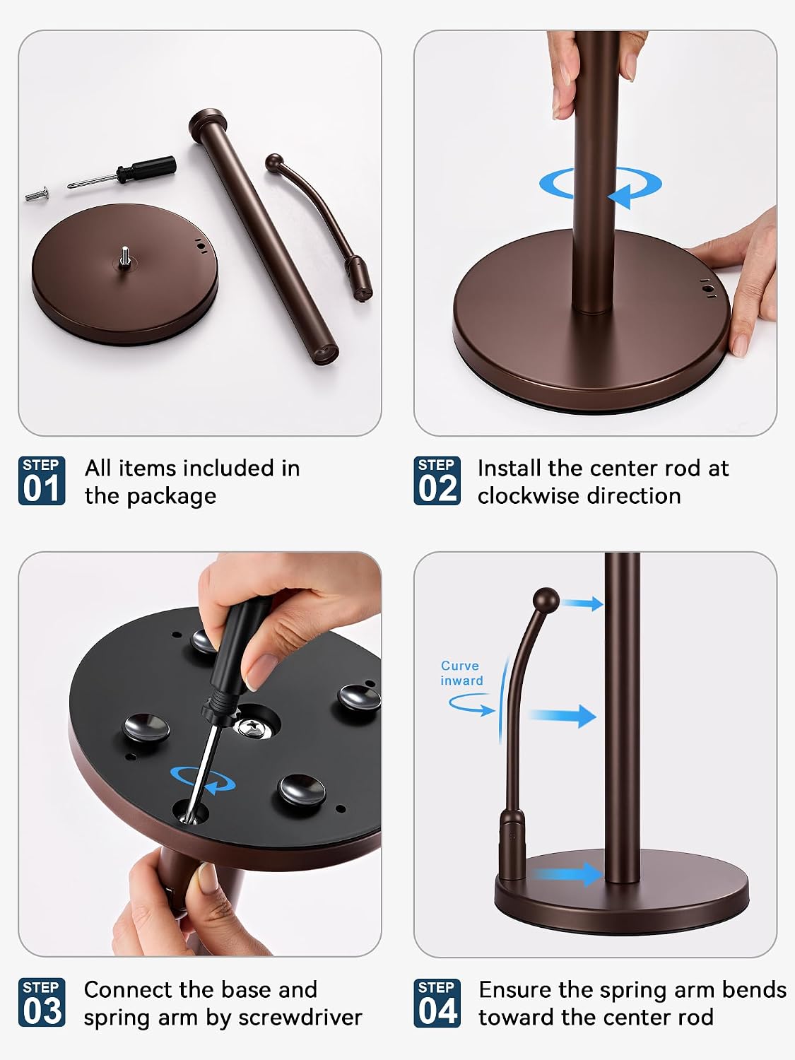 SMARTAKE Paper Towel Holder Countertop, Non-Slip Weighted Base, Bronze | Freestanding Kitchen Roll Dispenser, Rustproof