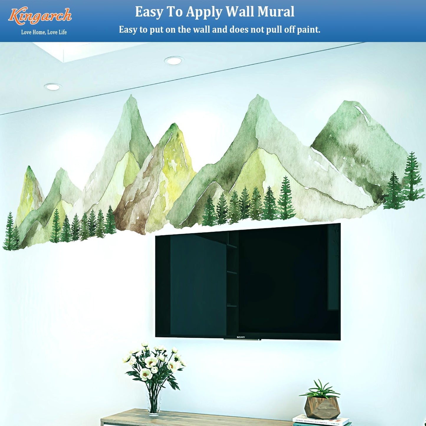 Large Mountain Wall Decals / Green