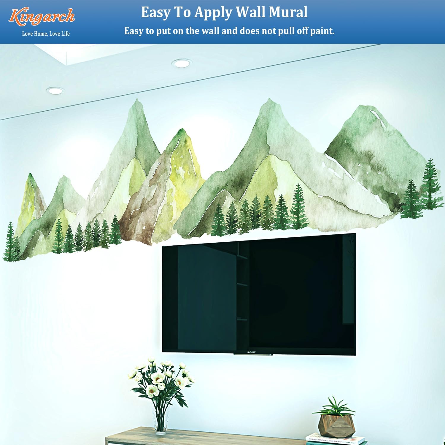 Large Mountain Wall Decals / Green