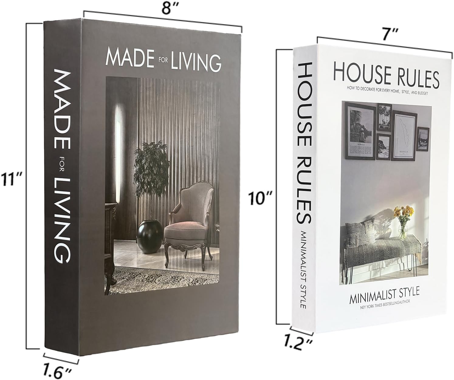 Minimalist Fake/Faux Books / Black-white / Set of 2