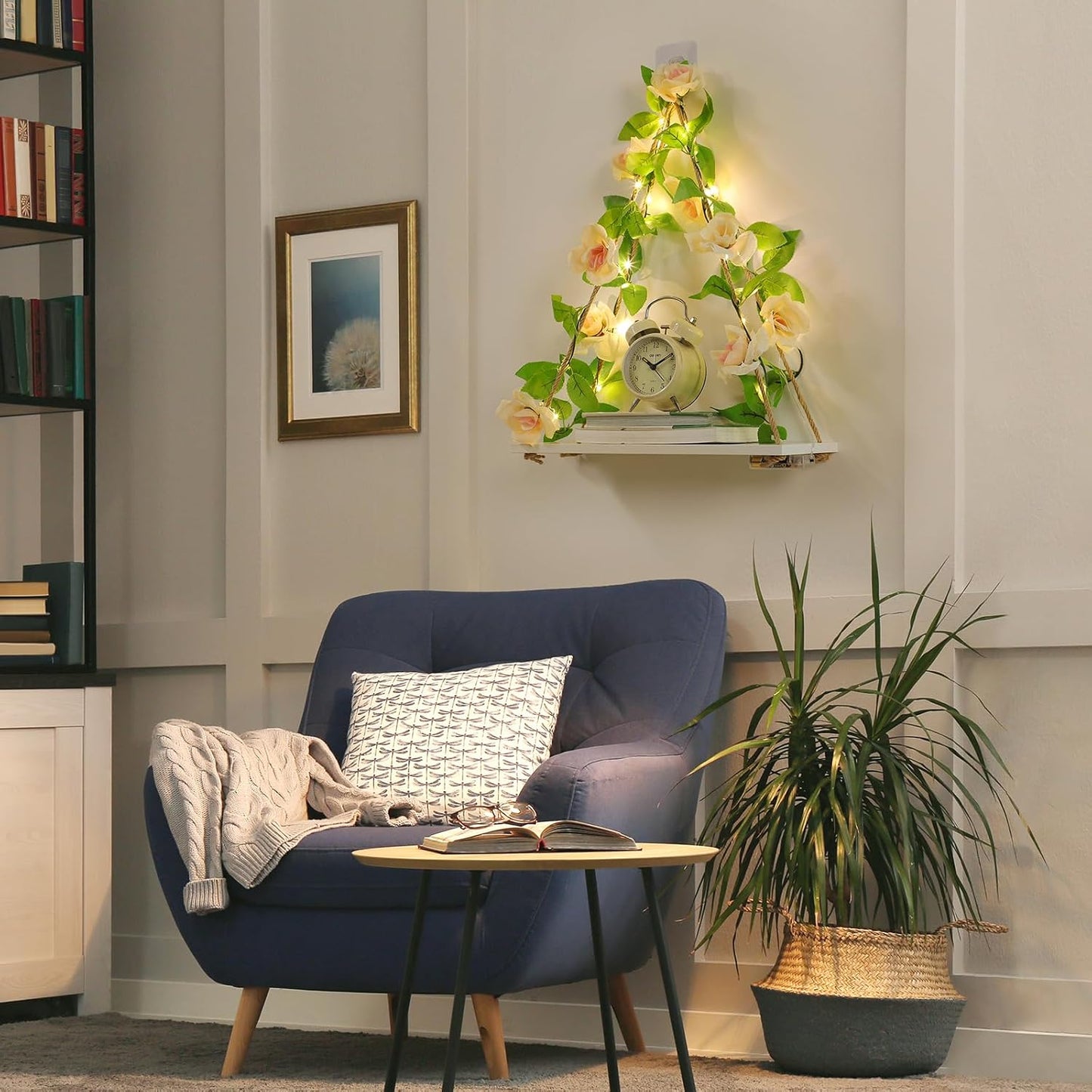 Floating Shelves / Plant Wall Decor / Champagne Flower