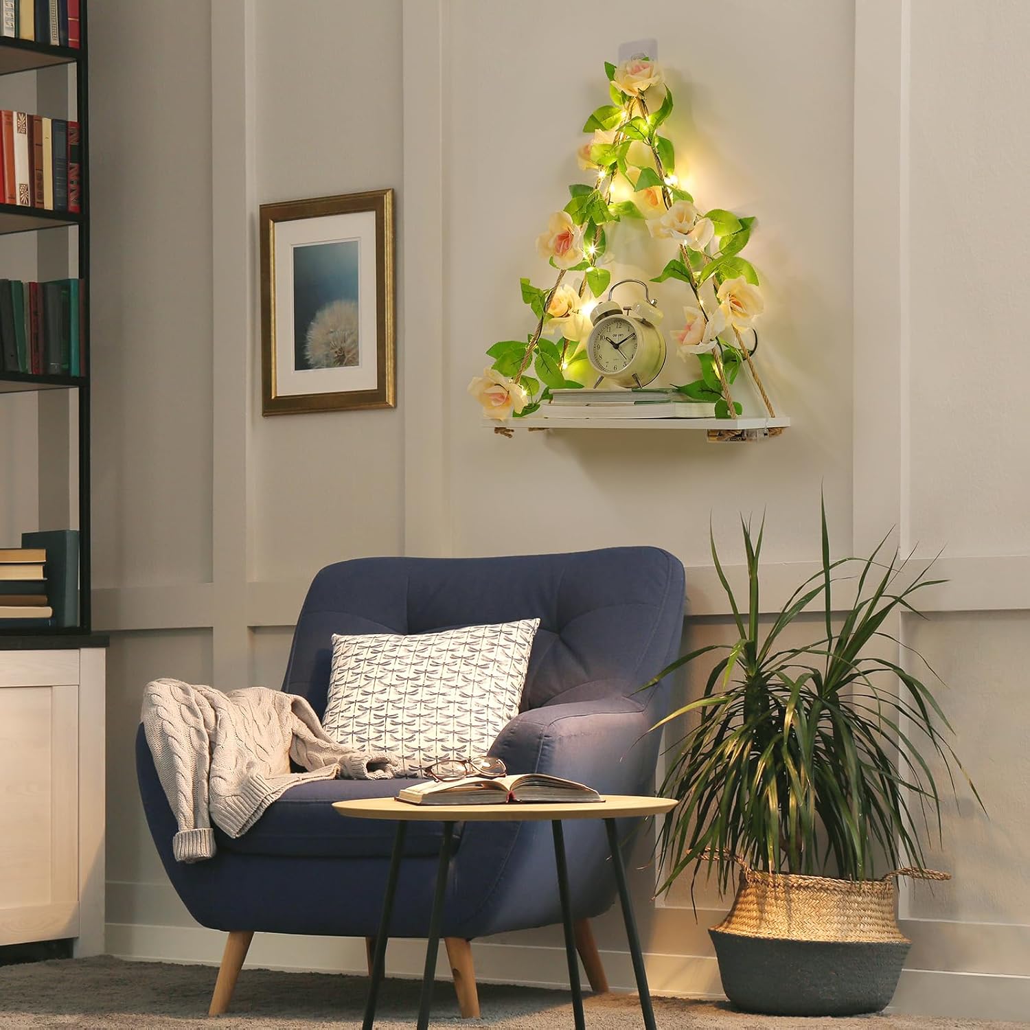Floating Shelves / Plant Wall Decor / Champagne Flower