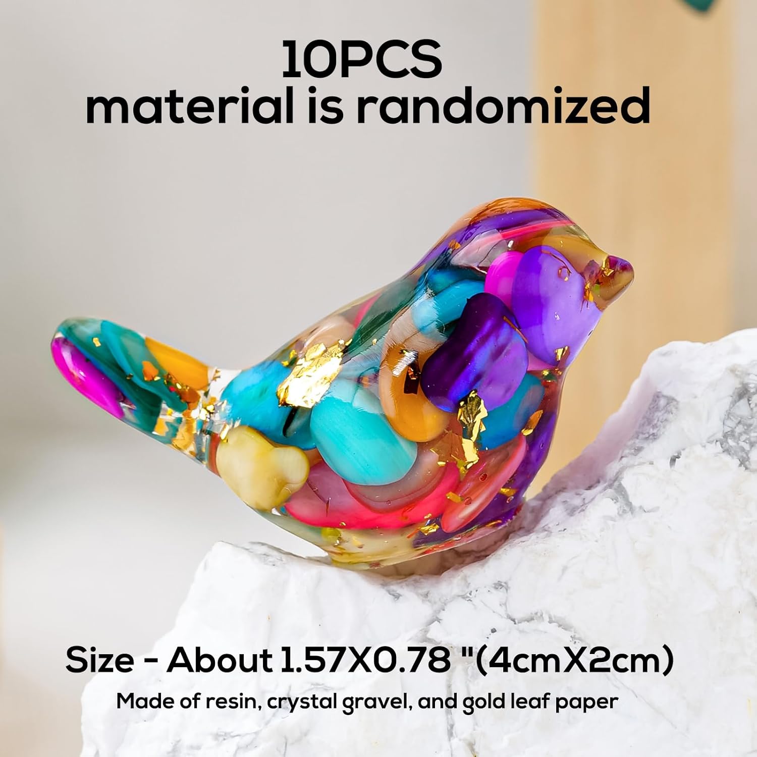 Crystal Figurines Resin Animal Statues Decorative Gravel Birds Decor / Bird / 1.57*0.78 / Set of 10