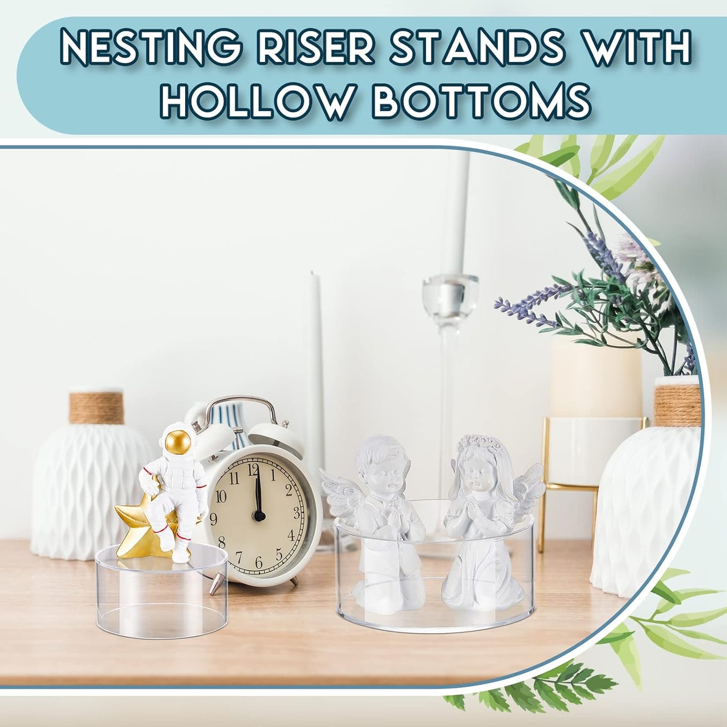 Acrylic Risers Display Stands / Round / Clear / Set of 6