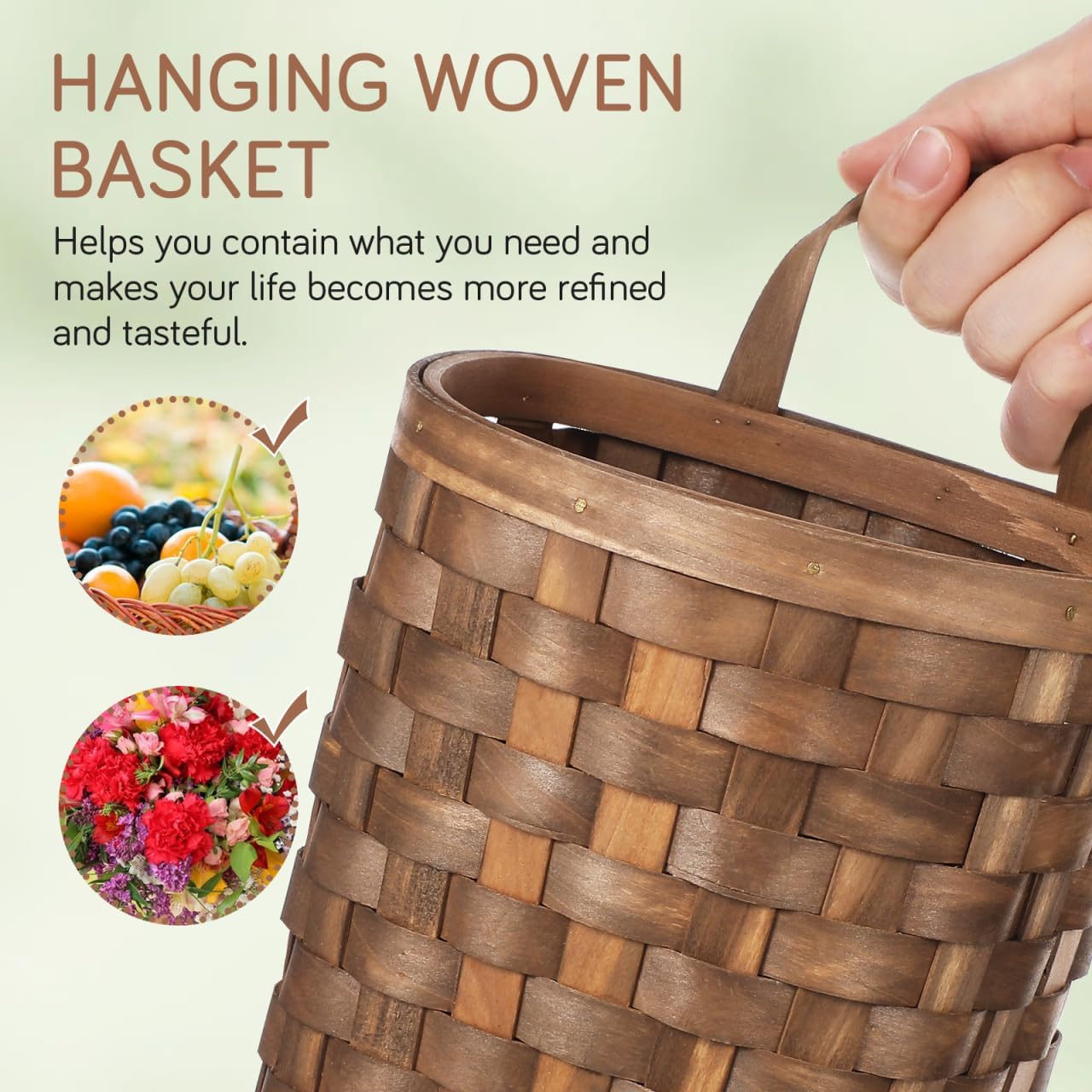 Woven Wall Storage Basket 10.23"" x 6.69"" x 5.31