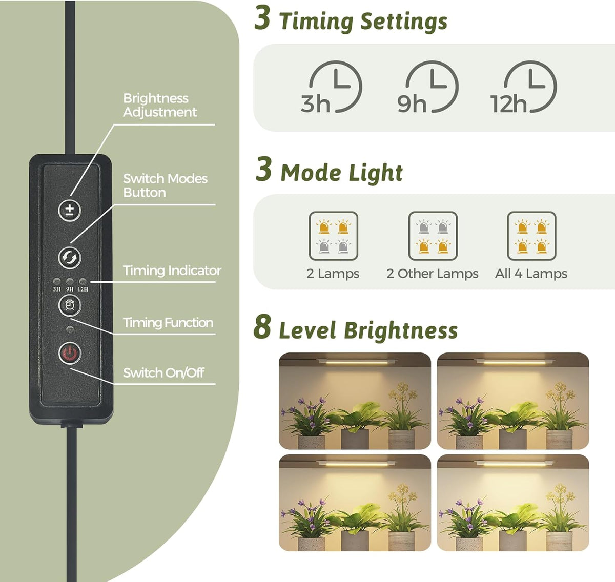 Bamworld Plant Stand with Grow Lights Large Plant Shelf Indoor Hanging Plants