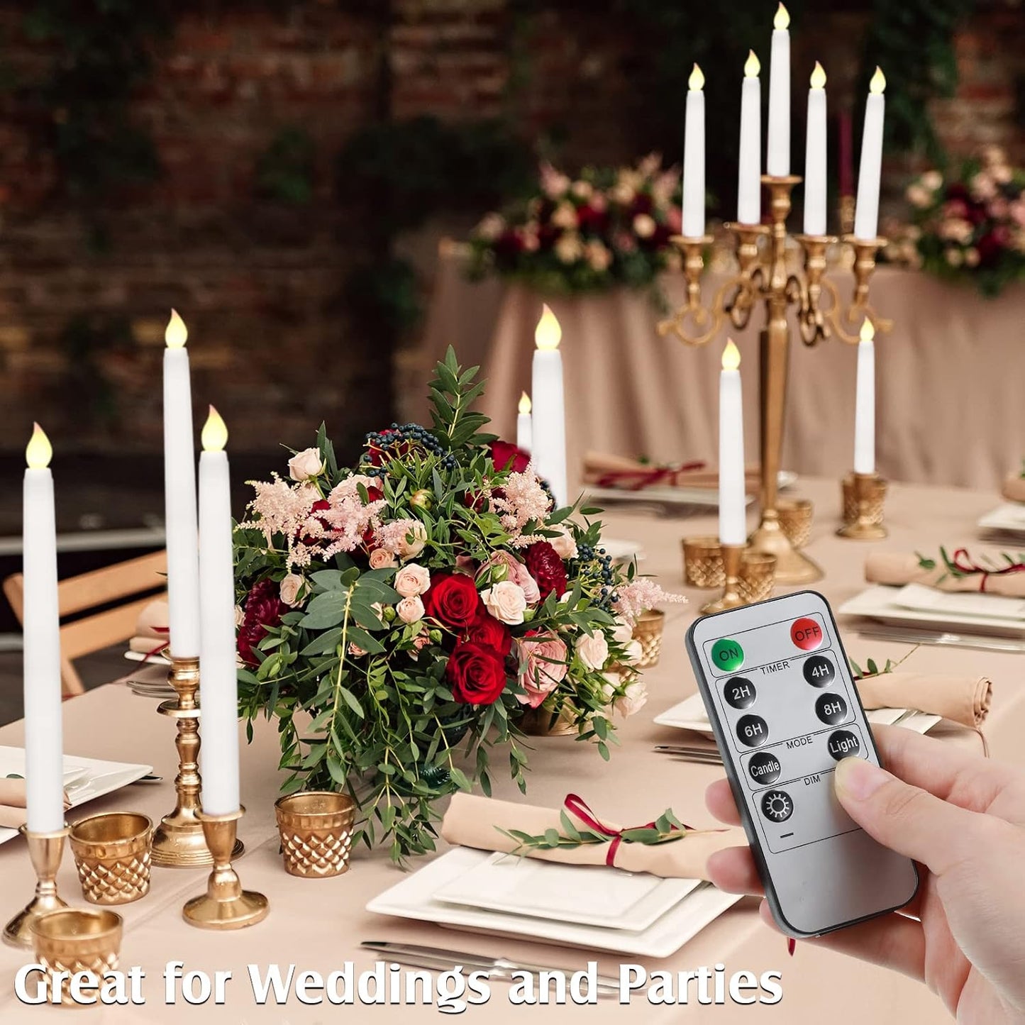 24pcs 11" LED Flameless Taper Battery Candles for Halloween,White