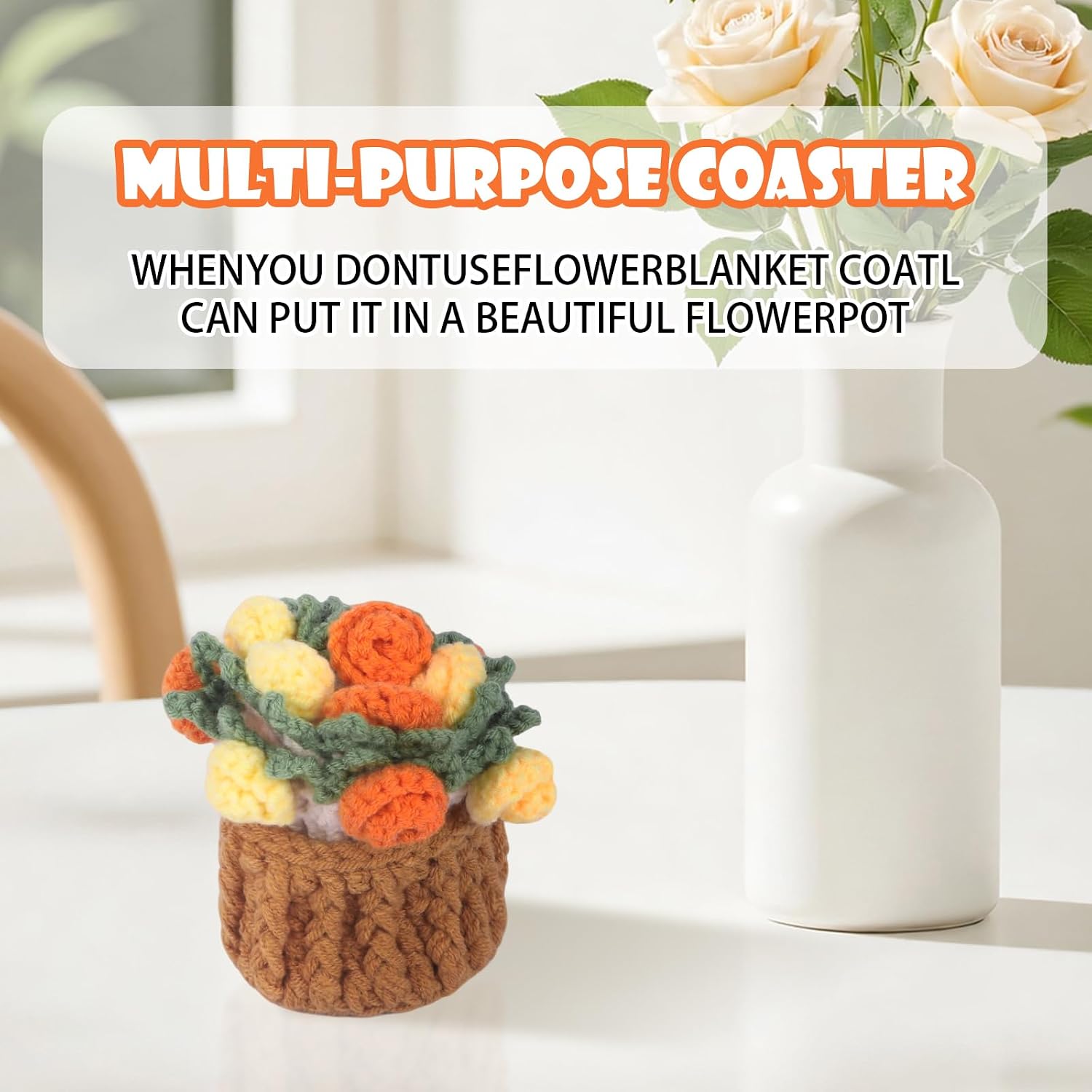 Mini Basket -Boho Floral Coasters / Yellow