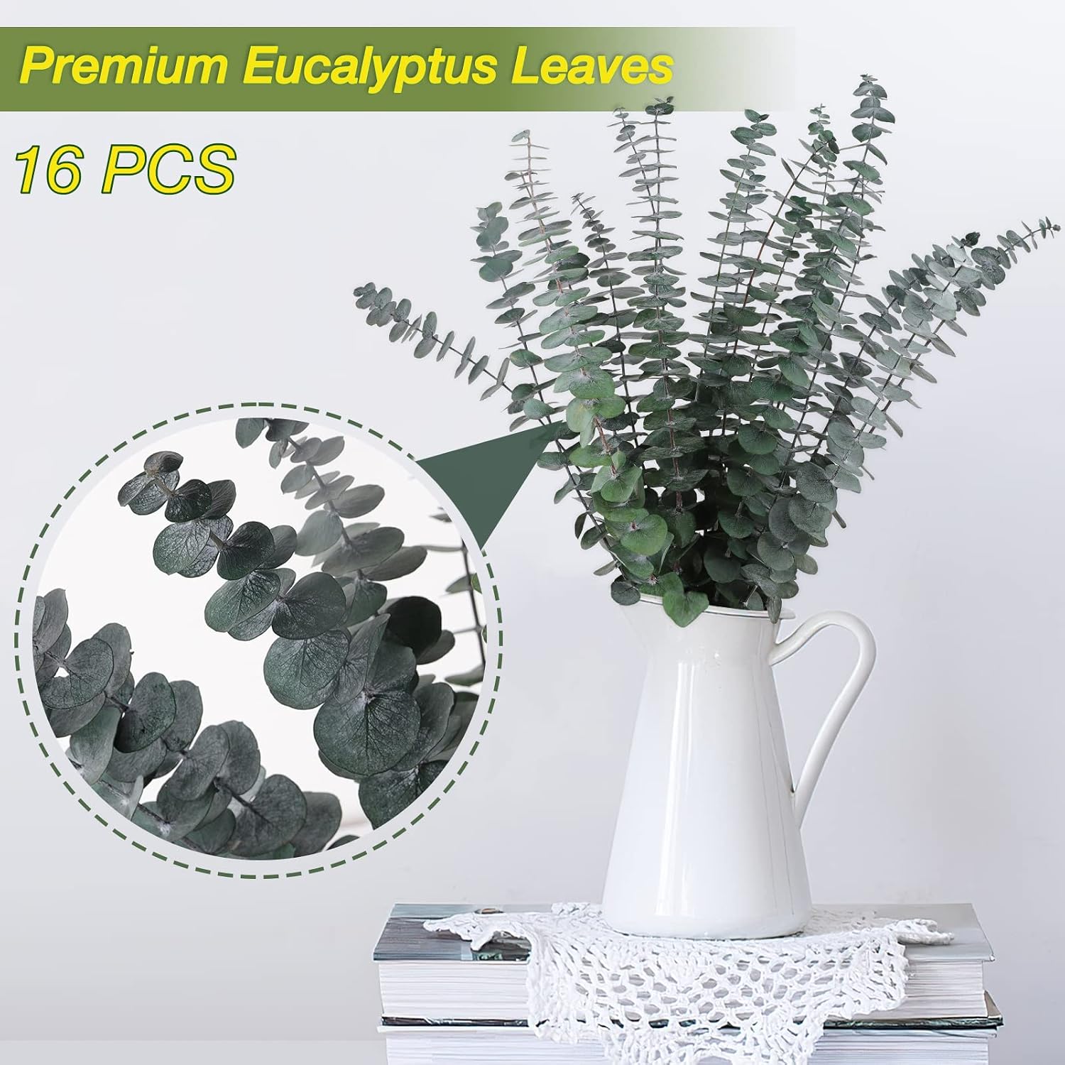 Preserved-Dried-Eucalyptus-Branches / Green / Set of 16