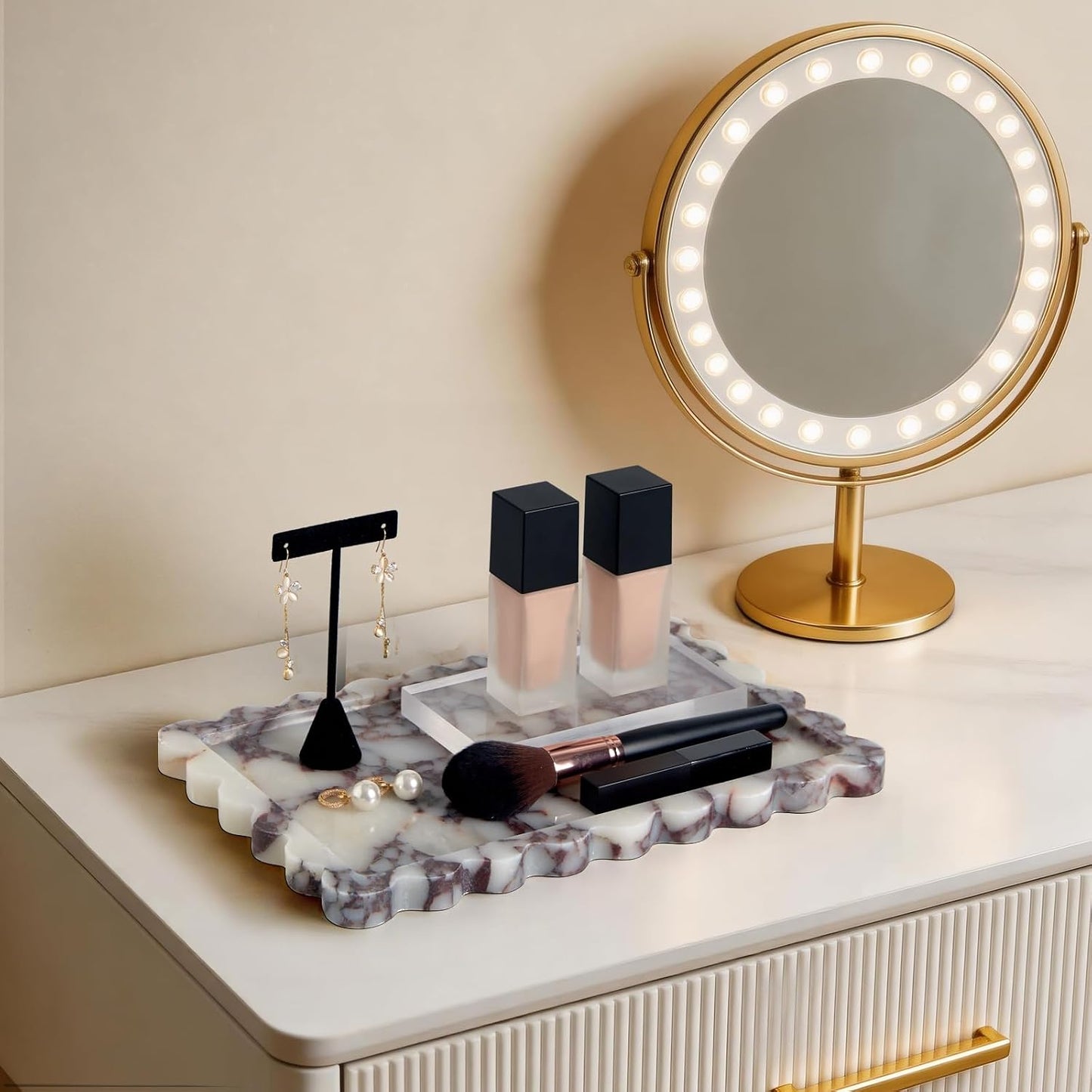 Scalloped Marble Tray / 11.8 x 7.8 x 0.7 / Scalloped-calacatta Viola / Natural