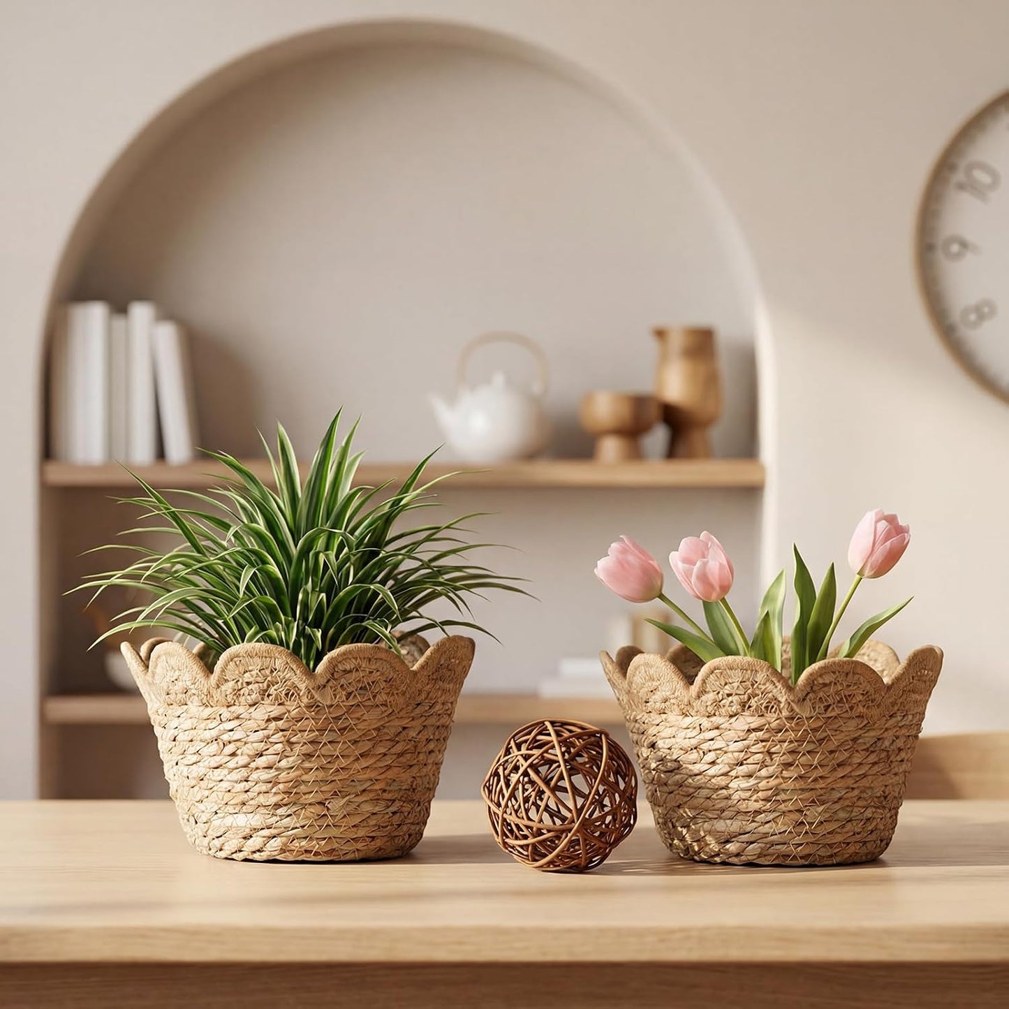 Scalloped Seagrass Plant Basket / Medium / Set of 6
