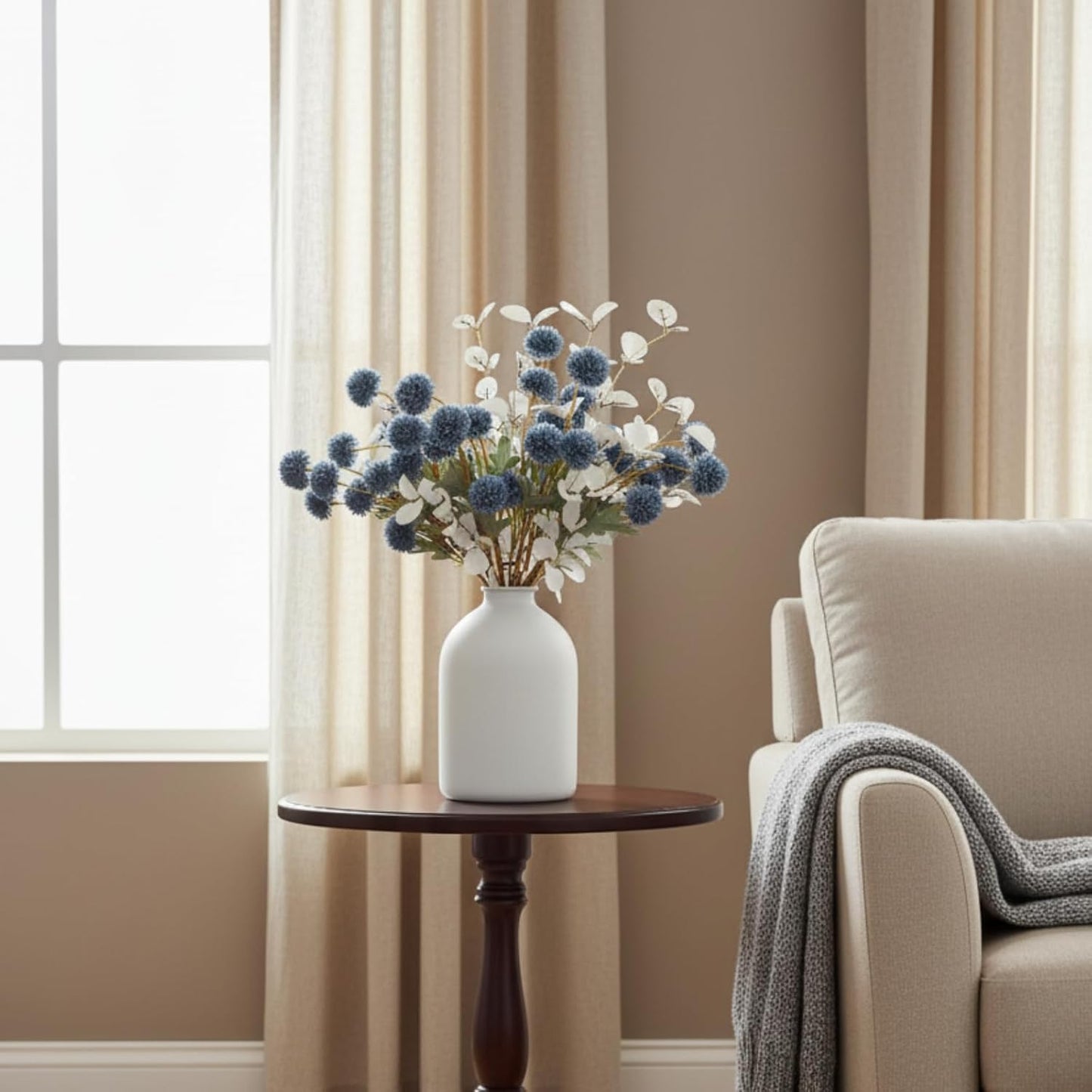 Large Vase / Big Iron Vase for Long Stem Flowers / White