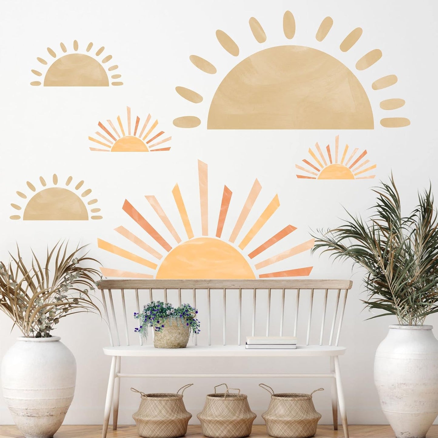 Wall Decals Large Boho Wall Decals Modern Walls Decal Vinyl Sticker Removable Peel / Half Sun