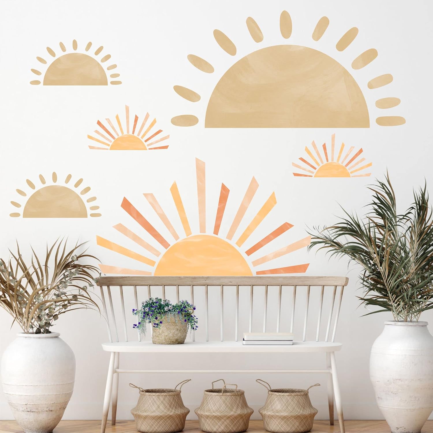 Wall Decals Large Boho Wall Decals Modern Walls Decal Vinyl Sticker Removable Peel / Half Sun