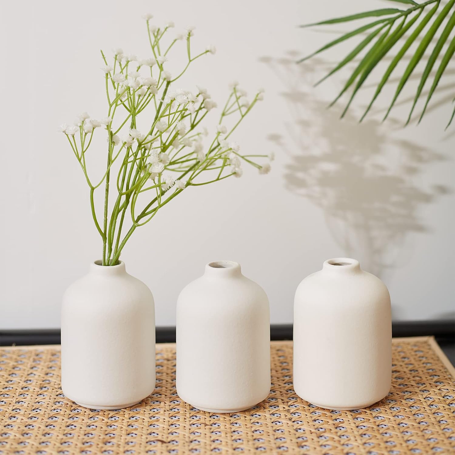 Small Ceramic Vases Set 6 for Decor / Ceramic Vase 6 / White