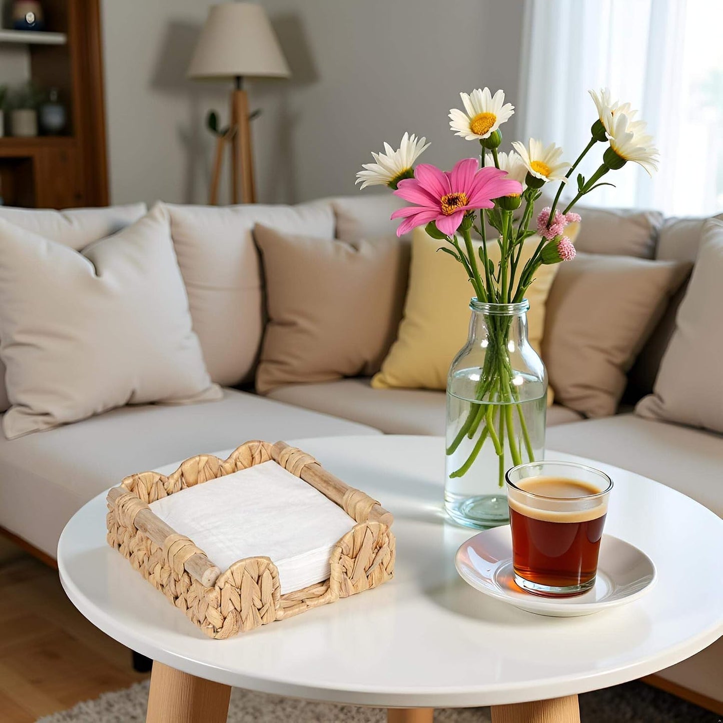 Rattan Wicker Luncheon Napkin Holder ’’ / Natural / 7.5 x 7.5 / Flat
