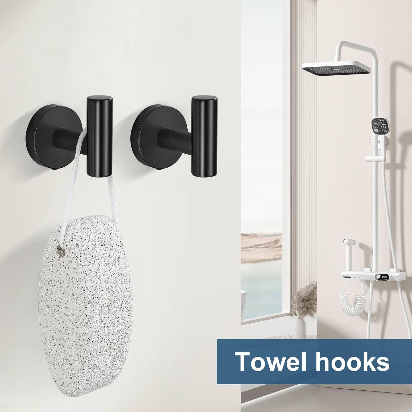 5 Pieces Matte Black Bathroom Hardware Accessories Set, Bathroom 23.6 Inch Towel Bar Set Stainless Steel Toilet Paper