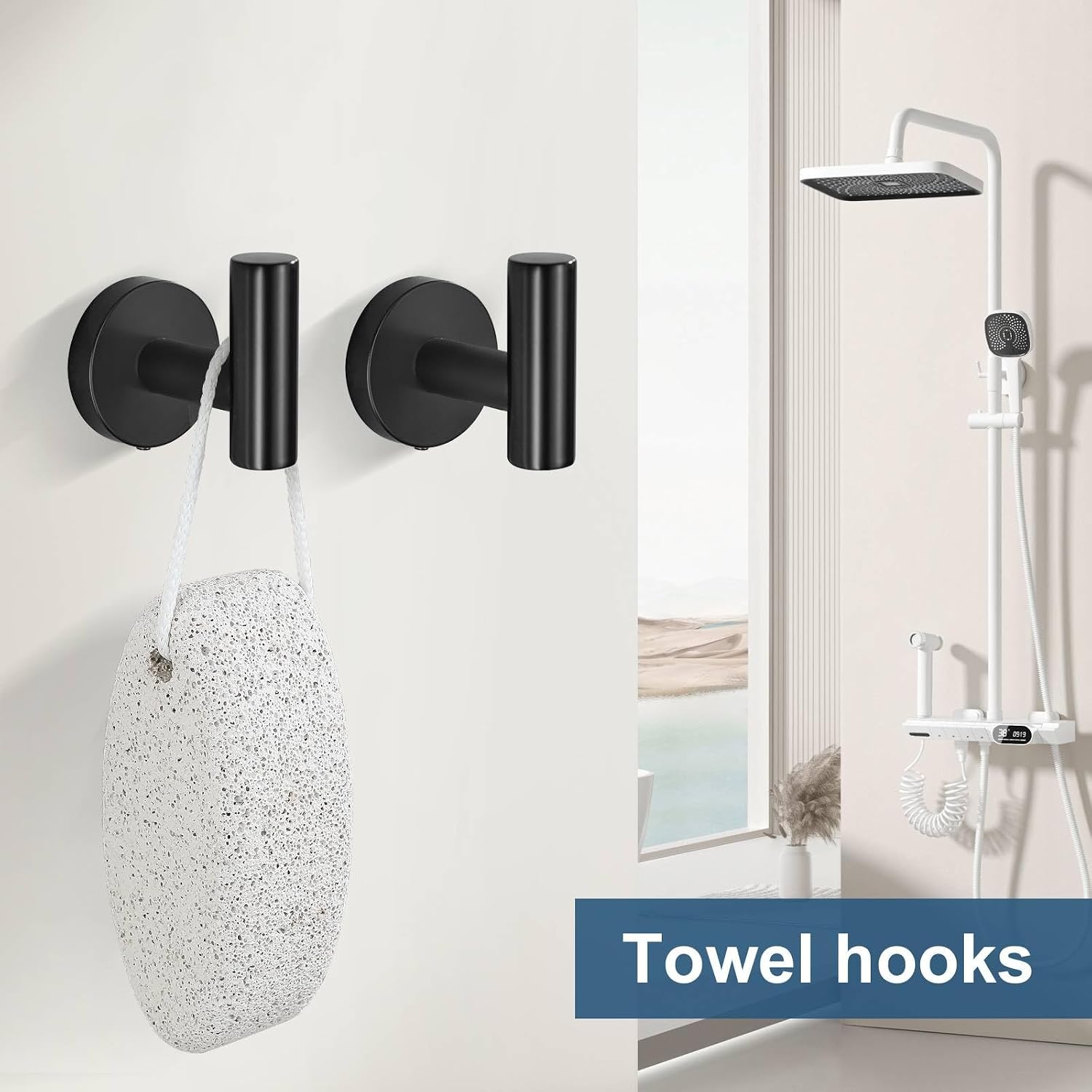 5 Pieces Matte Black Bathroom Hardware Accessories Set, Bathroom 23.6 Inch Towel Bar Set Stainless Steel Toilet Paper