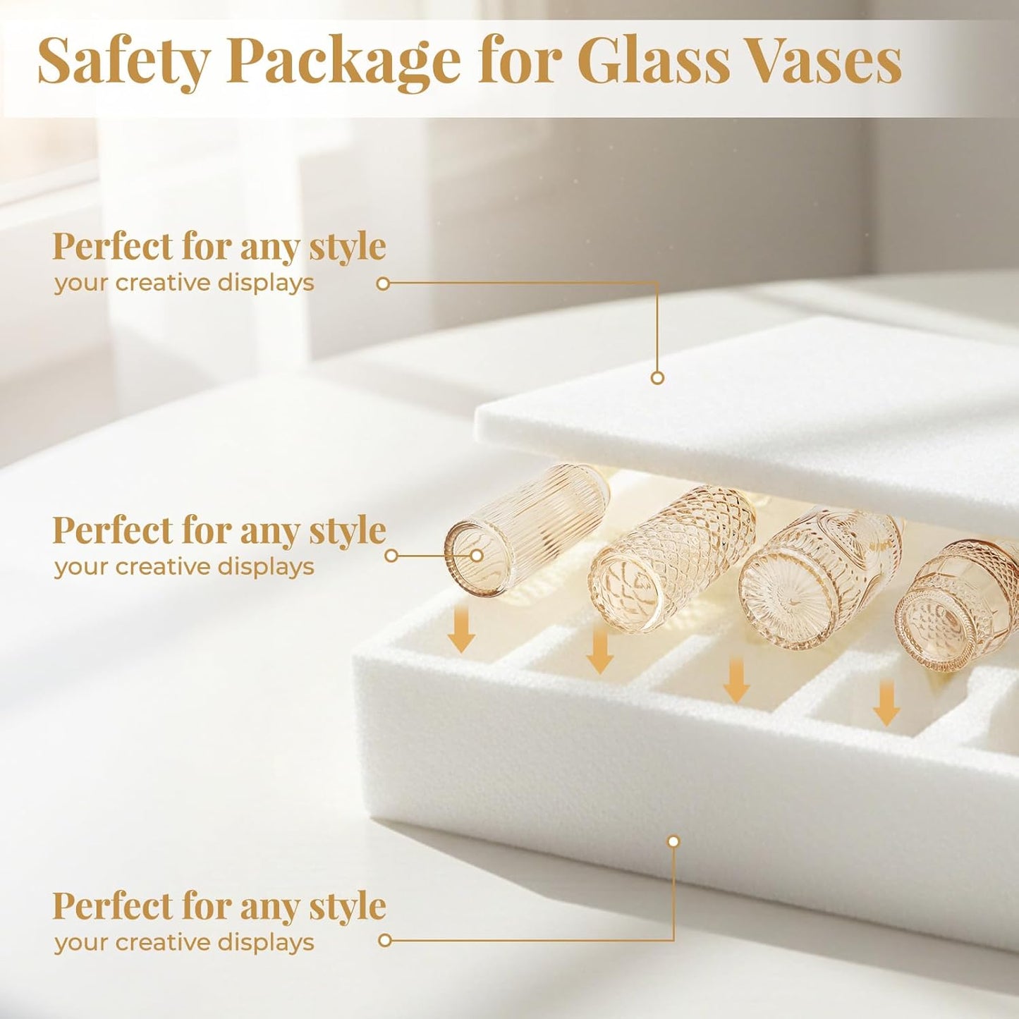 Glass Vase / Flower Vases / Gold / Set of 24
