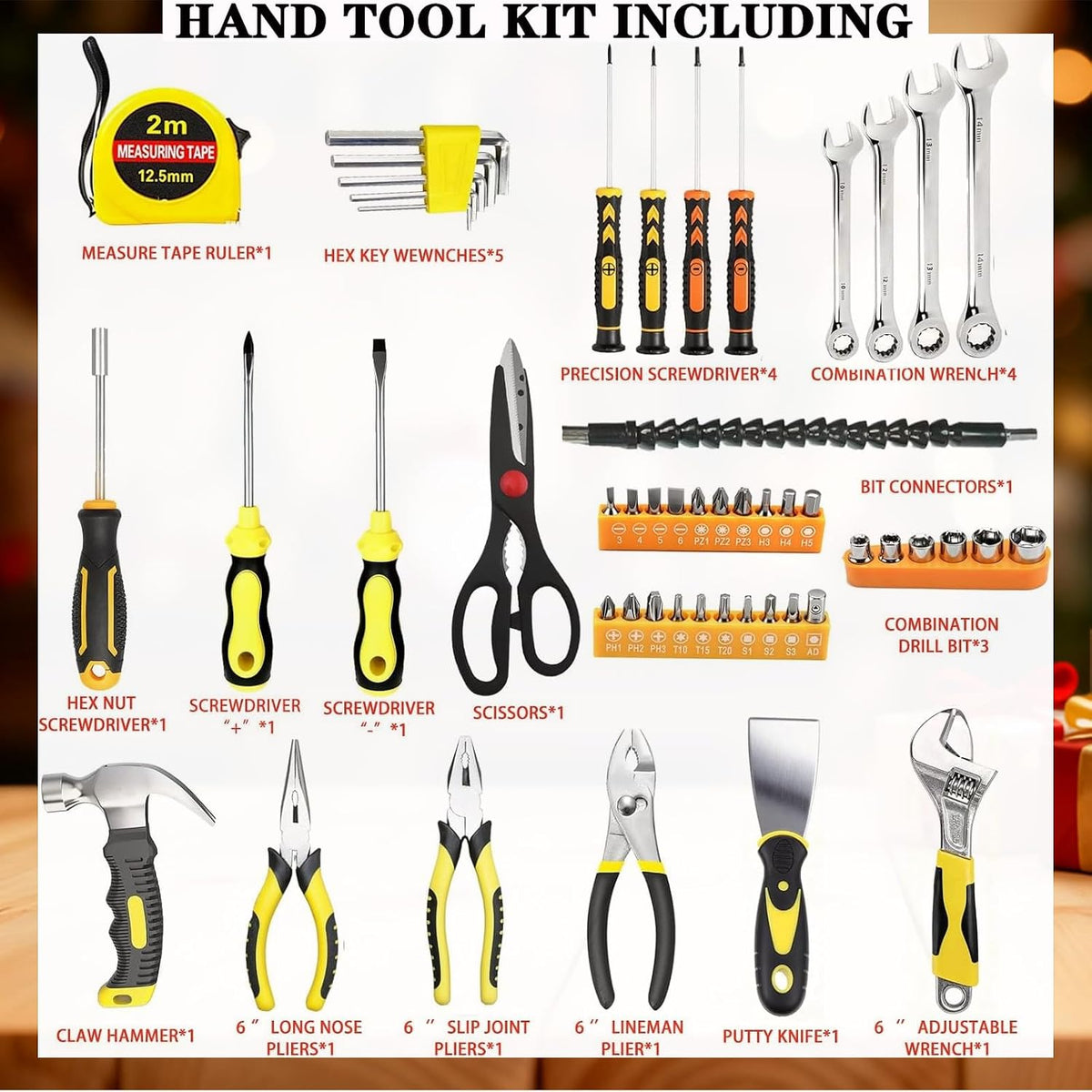 Hand Tool Advent Calendar With Storage Box for Adult Men,Household Hand Tools Set Christmas Stocking Stuffers Gifts for