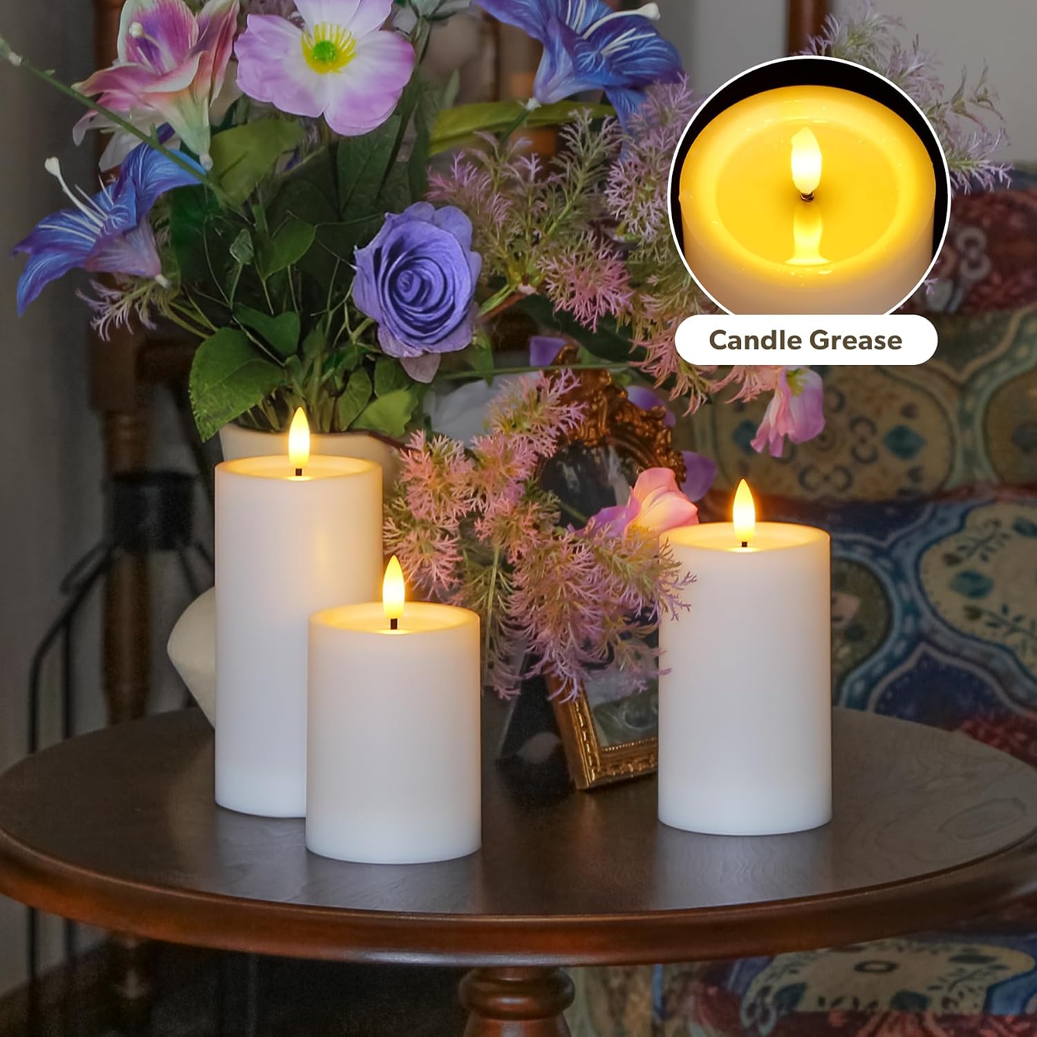 Outdoor 4pcs Flameless Waterproof Candles with Handy Remote Control, Cycle Timer Battery Operated Candle Grease Effect