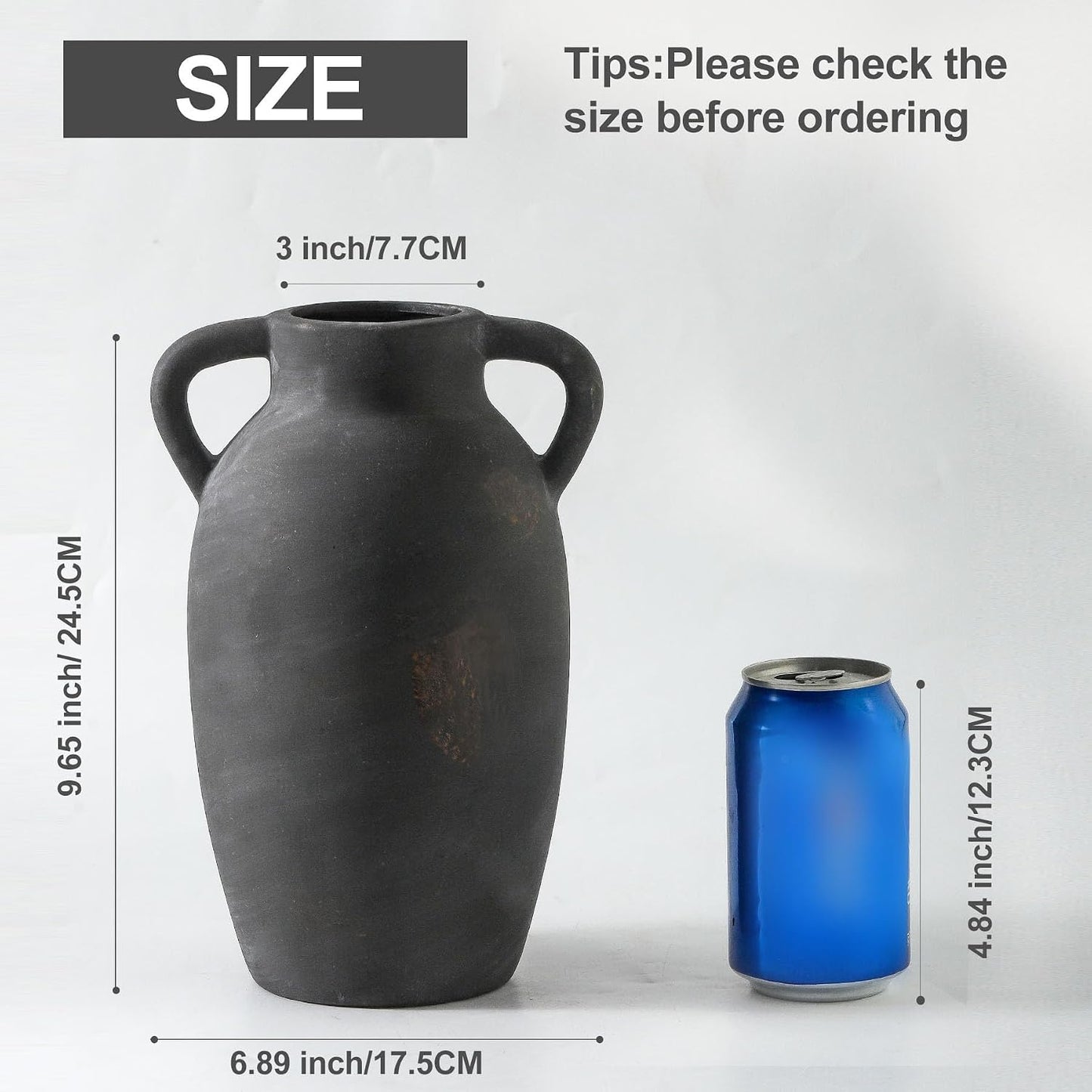Ceramic Rustic Vase / 110-3-9.6in / 9.6 Inch