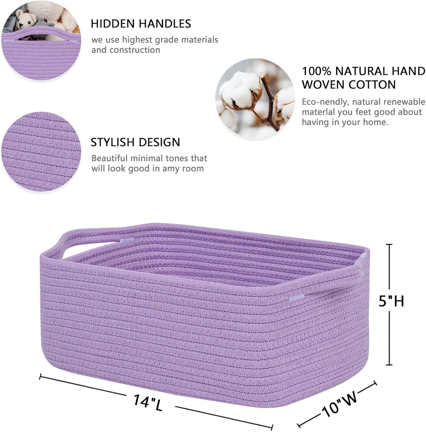 Woven Closet Storage Bin / Purple / 14''x10''x5