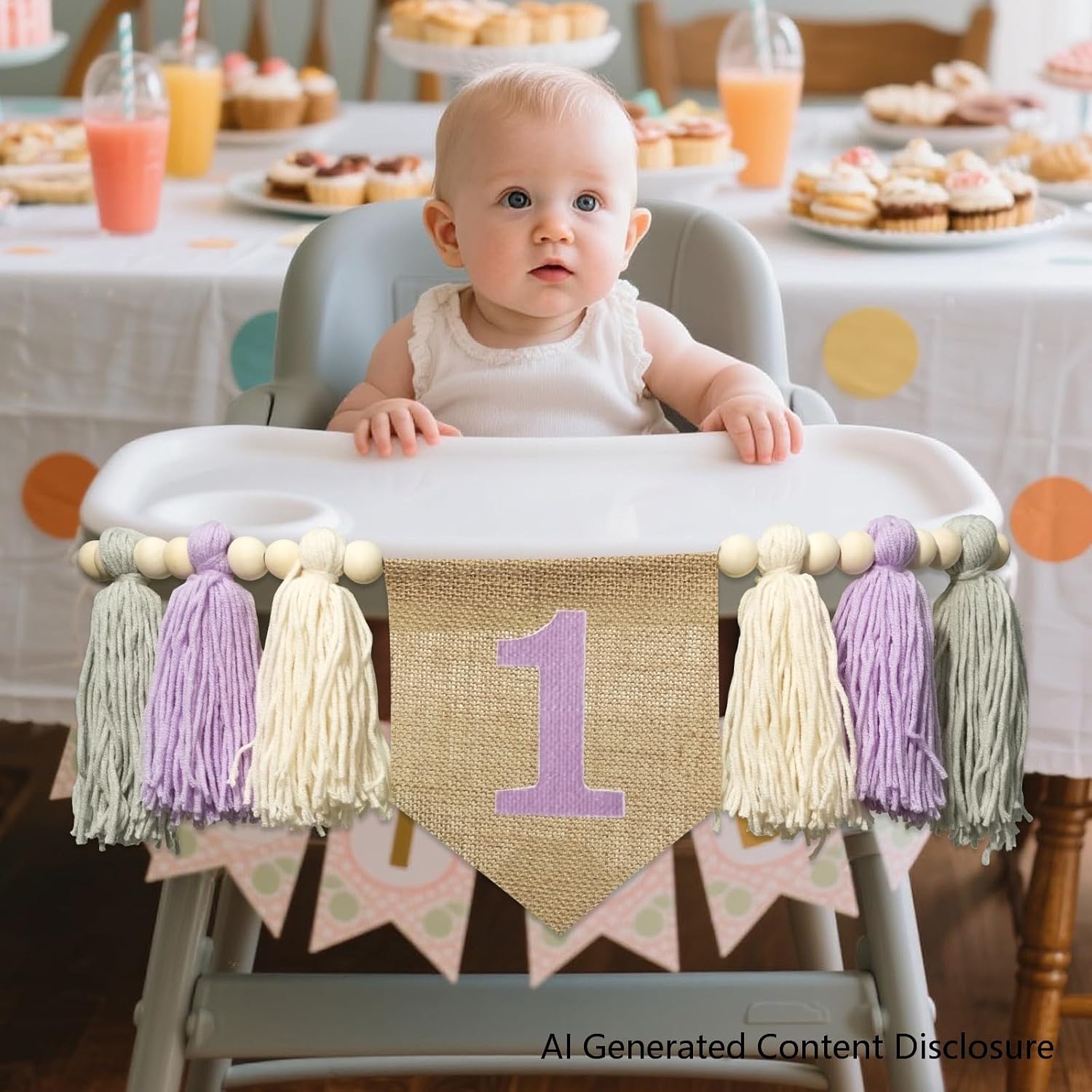 Wood Bead Tassel Garland / Purple