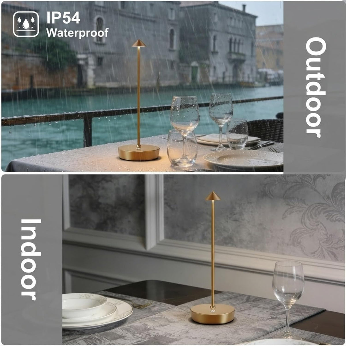 LED Cordless Rechargeable Table Lamps, 2 Pack, 6000mAh Outdoor Table Lights | Battery Operated, IP54 Waterproof