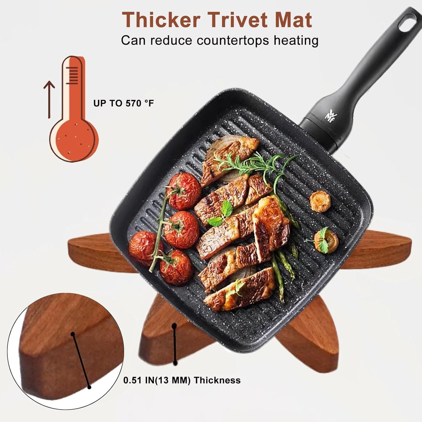 4 Wooden Trivets+1 Stand / Natural
