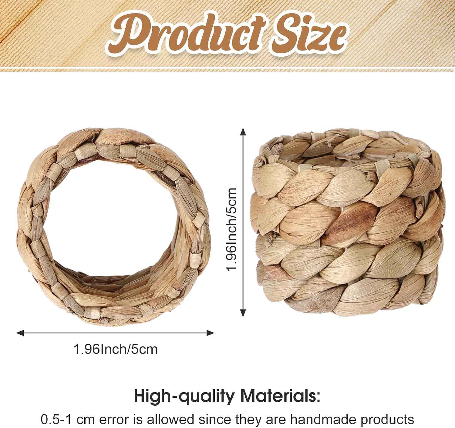 Rattan Napkin Rings Bulk Farmhouse Boho Napkins Rings Handmade Napkin Ring / Natural / Set of 36