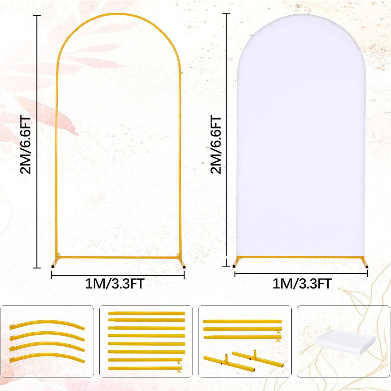 Metal Arch Stand / 6.6FT Arch with Cover / White / 6.6 Inch