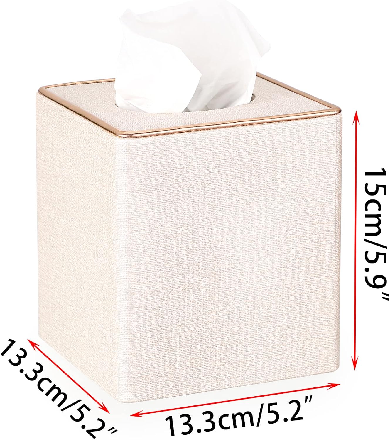 Square Linen Tissue Box Cover / Beige Linen Texture