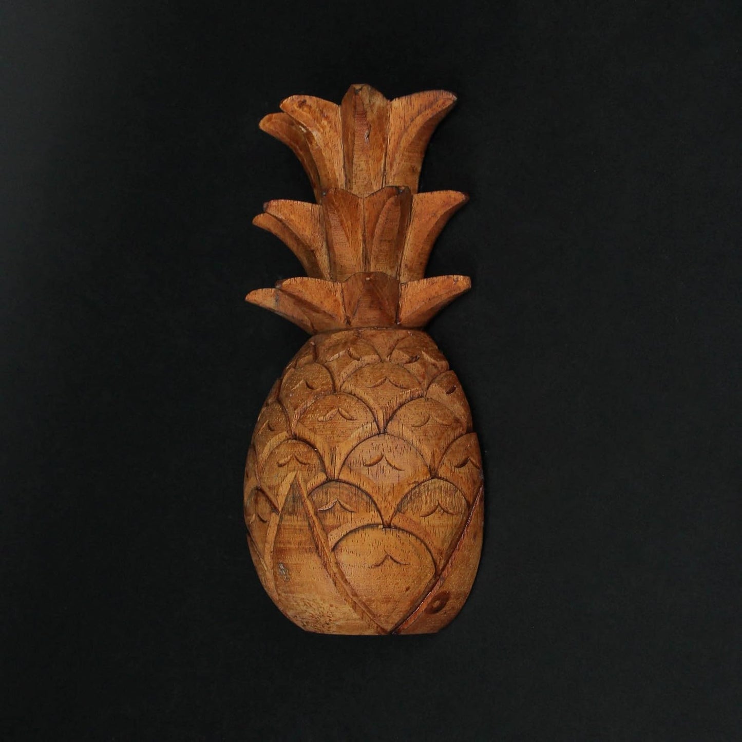 Hand Carved Wooden Pineapple Hanging Wall Décor Art Sculpture High / 9.75 Inch