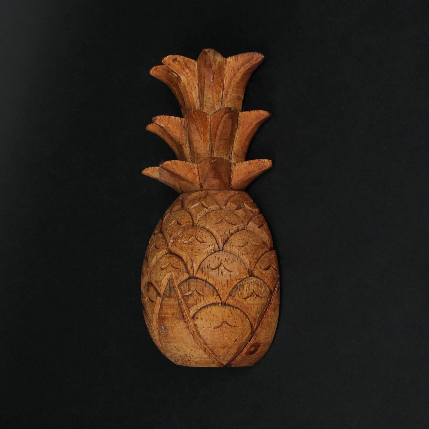 Hand Carved Wooden Pineapple Hanging Wall Décor Art Sculpture High / 9.75 Inch