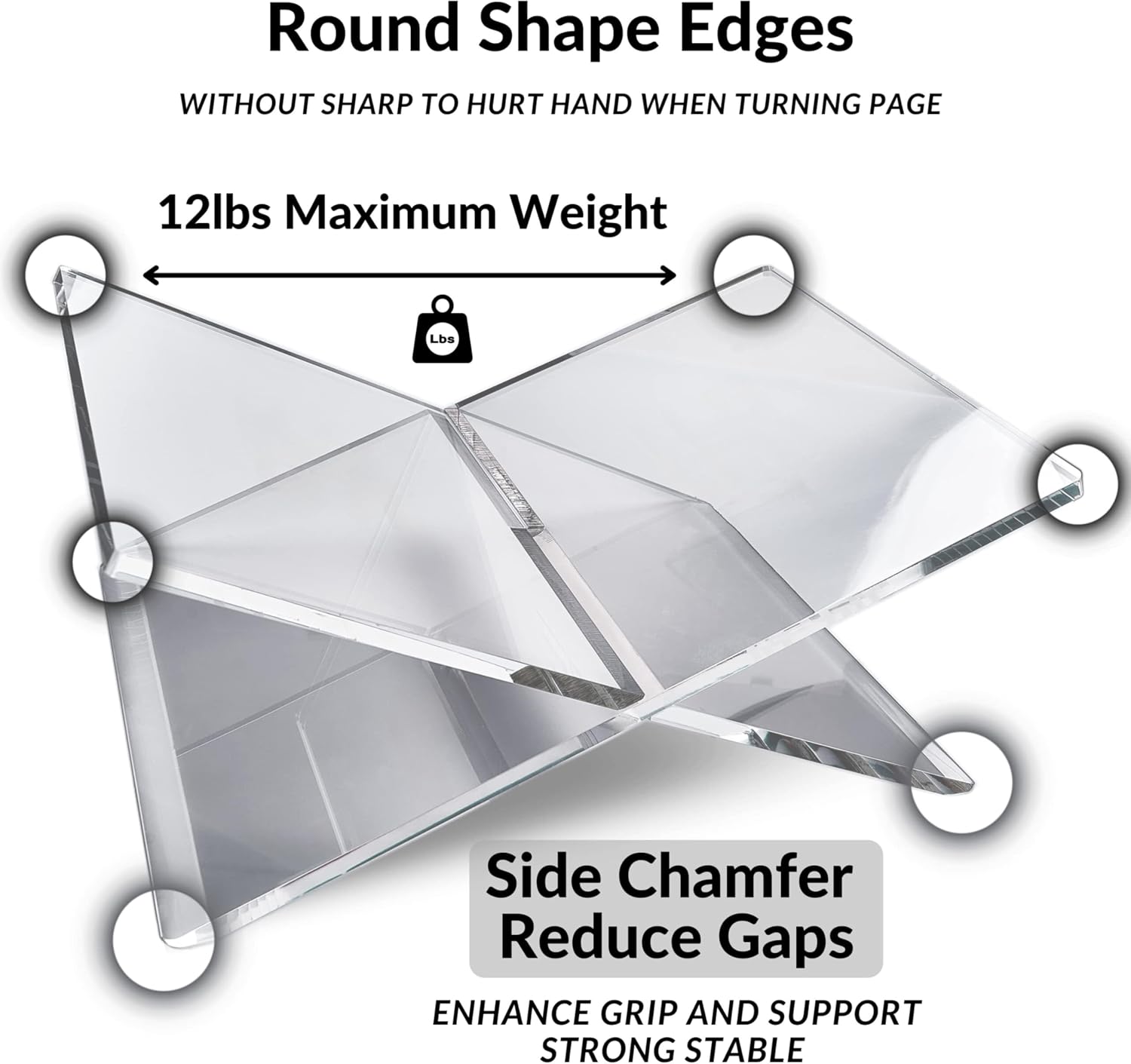 Honygebia Clear Acrylic Book Stands - Cross Frame Acrylic Book Holder, Open Bookstand for Display and Reading, Suitable