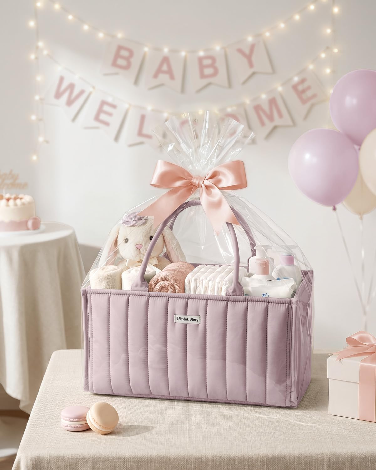 Baby Diaper Caddy Organizer / Mauve Pink