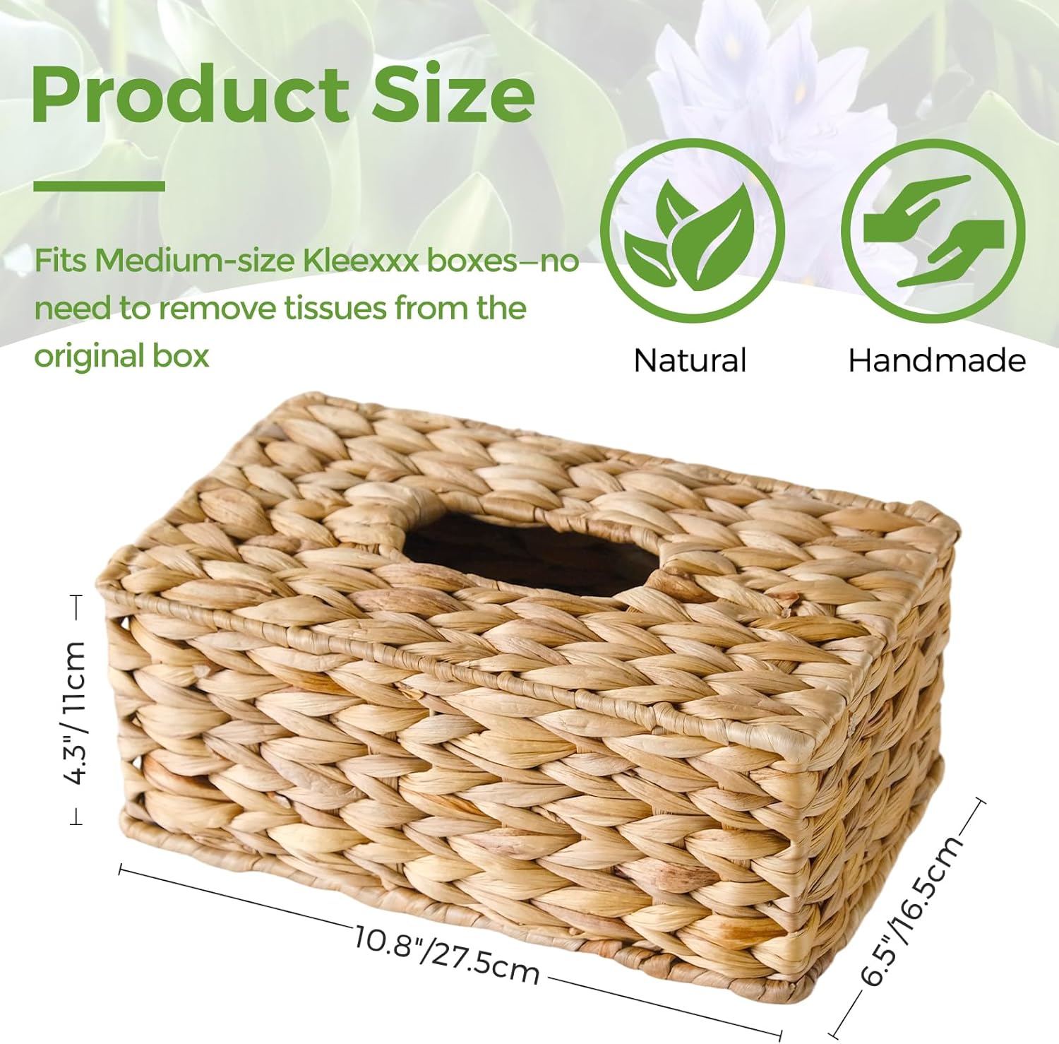Wicker Tissue Box Cover Fits 120-Count / 160-Count Boxes / Natural Yellow / Rectangle / Set of 2