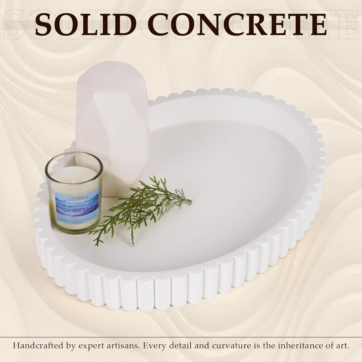 Oval Tray / 13" Concrete Tray / White / 13 x 9.5 x 1.5