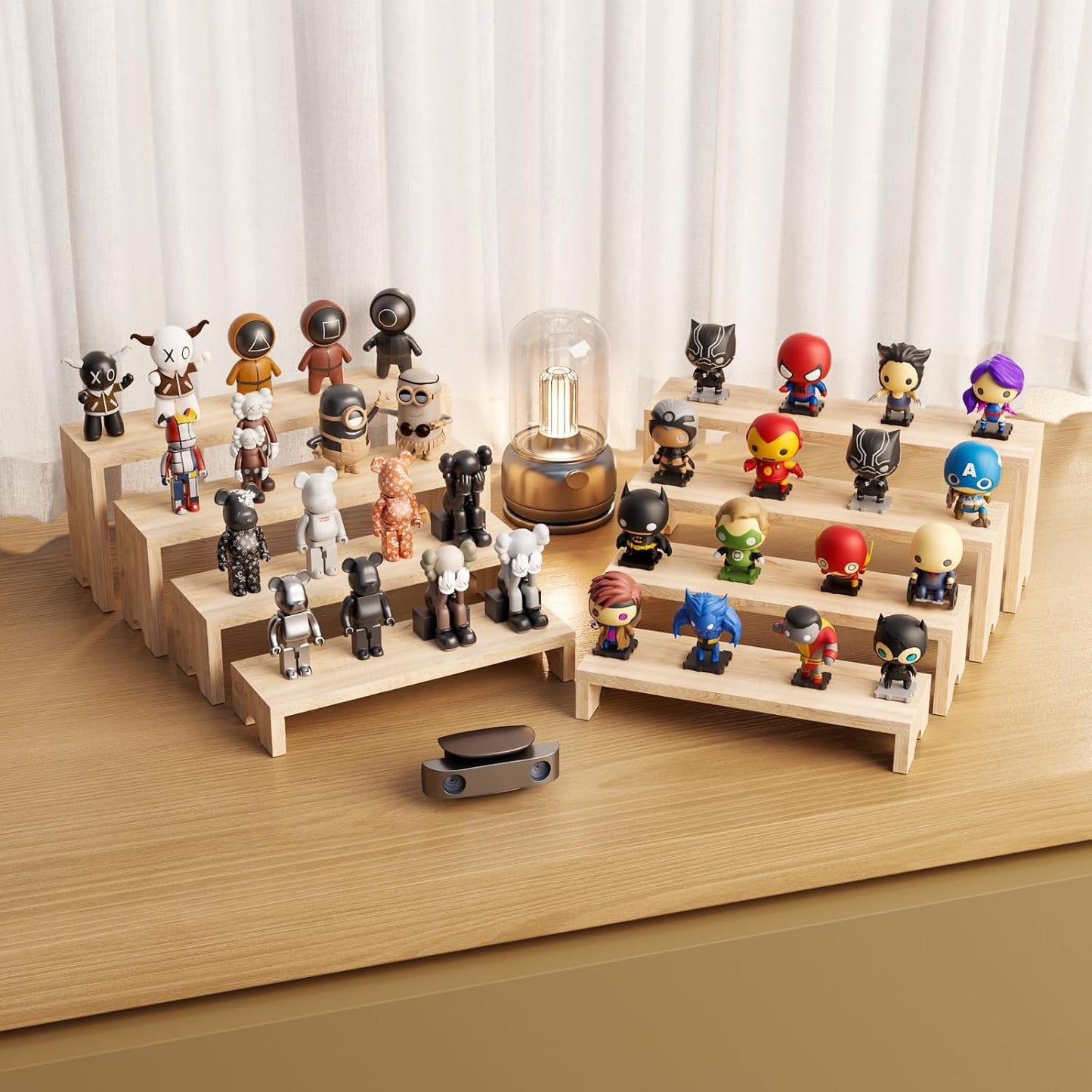 4 Tier Large Display Wooden Riser Stand Decorative Rectangular Wood Racks / Wood Color / Set of 4