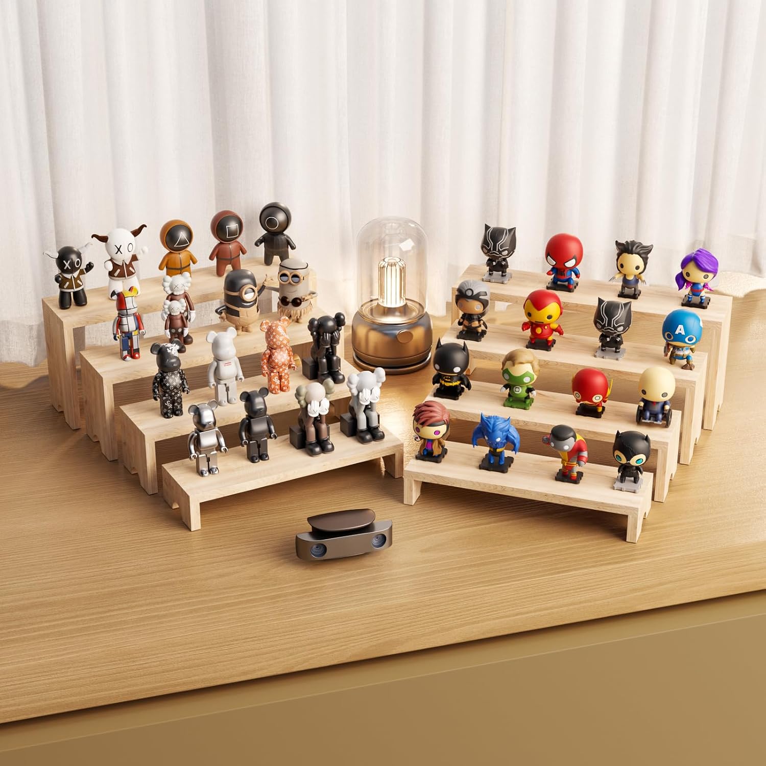 4 Tier Large Display Wooden Riser Stand Decorative Rectangular Wood Racks / Wood Color / Set of 4