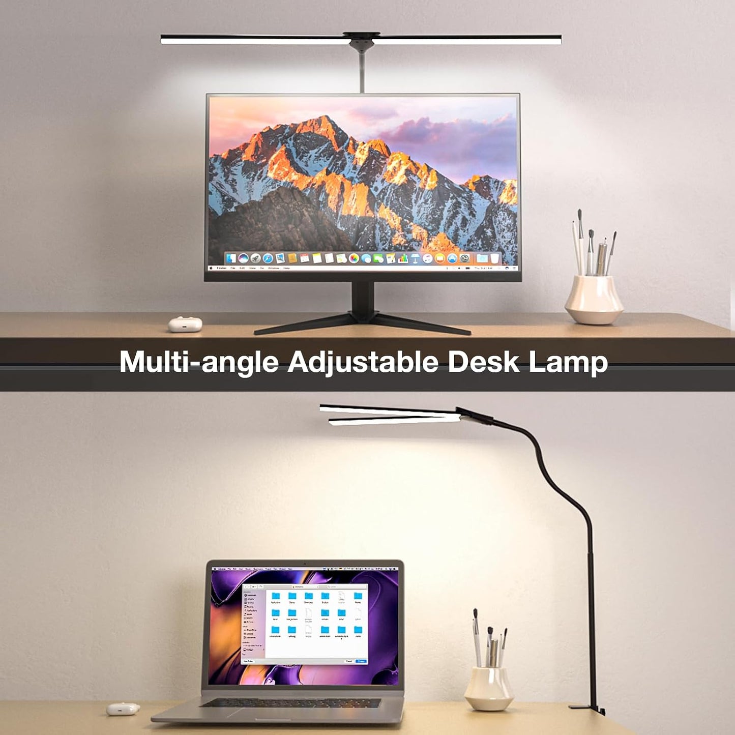 Desk Lamps for Home Office, Adjustable LED Desk Light with Clamp | Eye-Caring, 5 Color Temp, Dimmable, Flexible