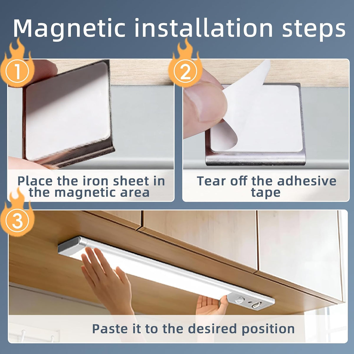 4-Pack Under Cabinet Lights, 1500mAh Rechargeable 52-LED Motion Sensor Light, 10-inch Wireless Magnetic Stick-On Closet