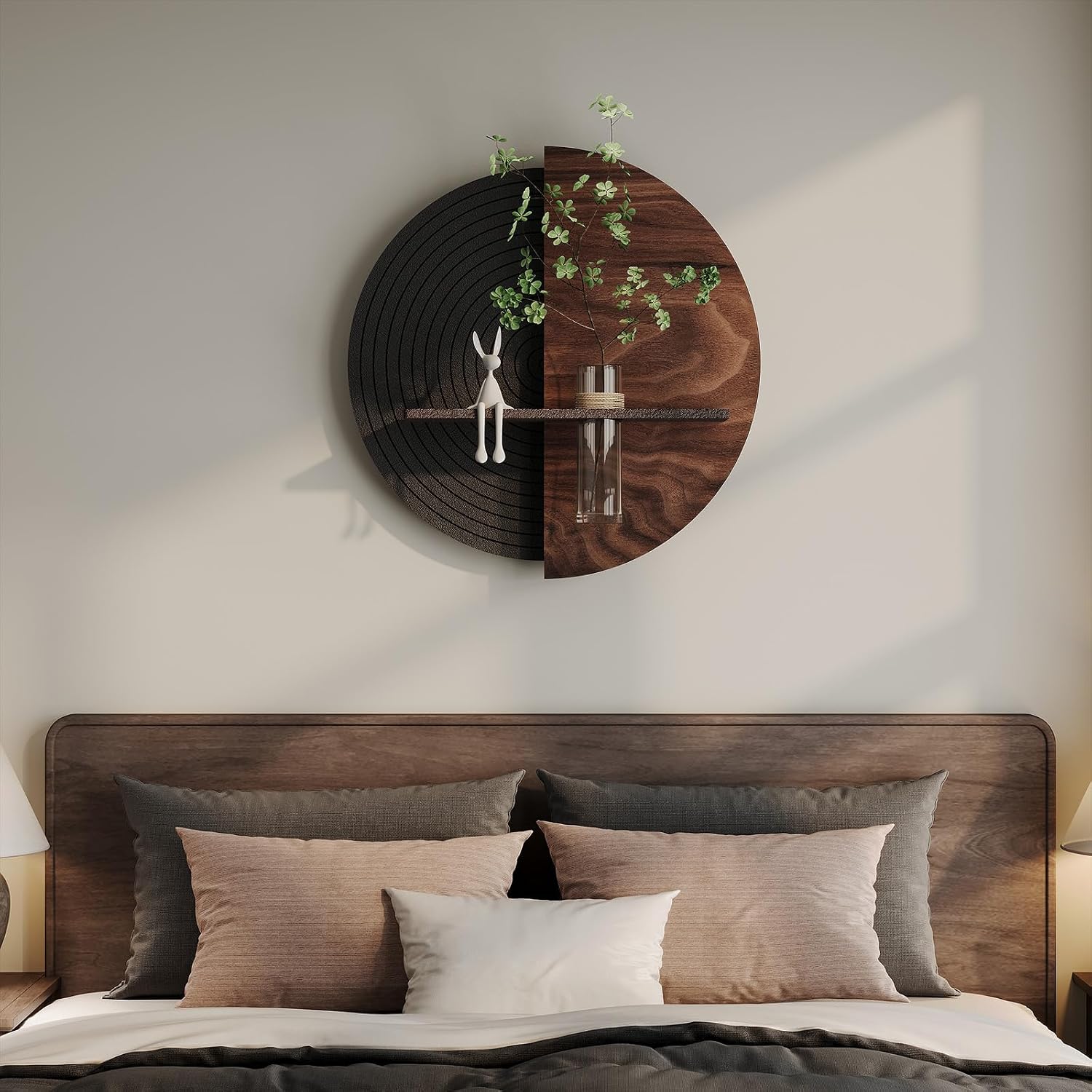 Modern Minimalist Geometric Black Brown Artwork / 24"L x 24"W / Black and Brown
