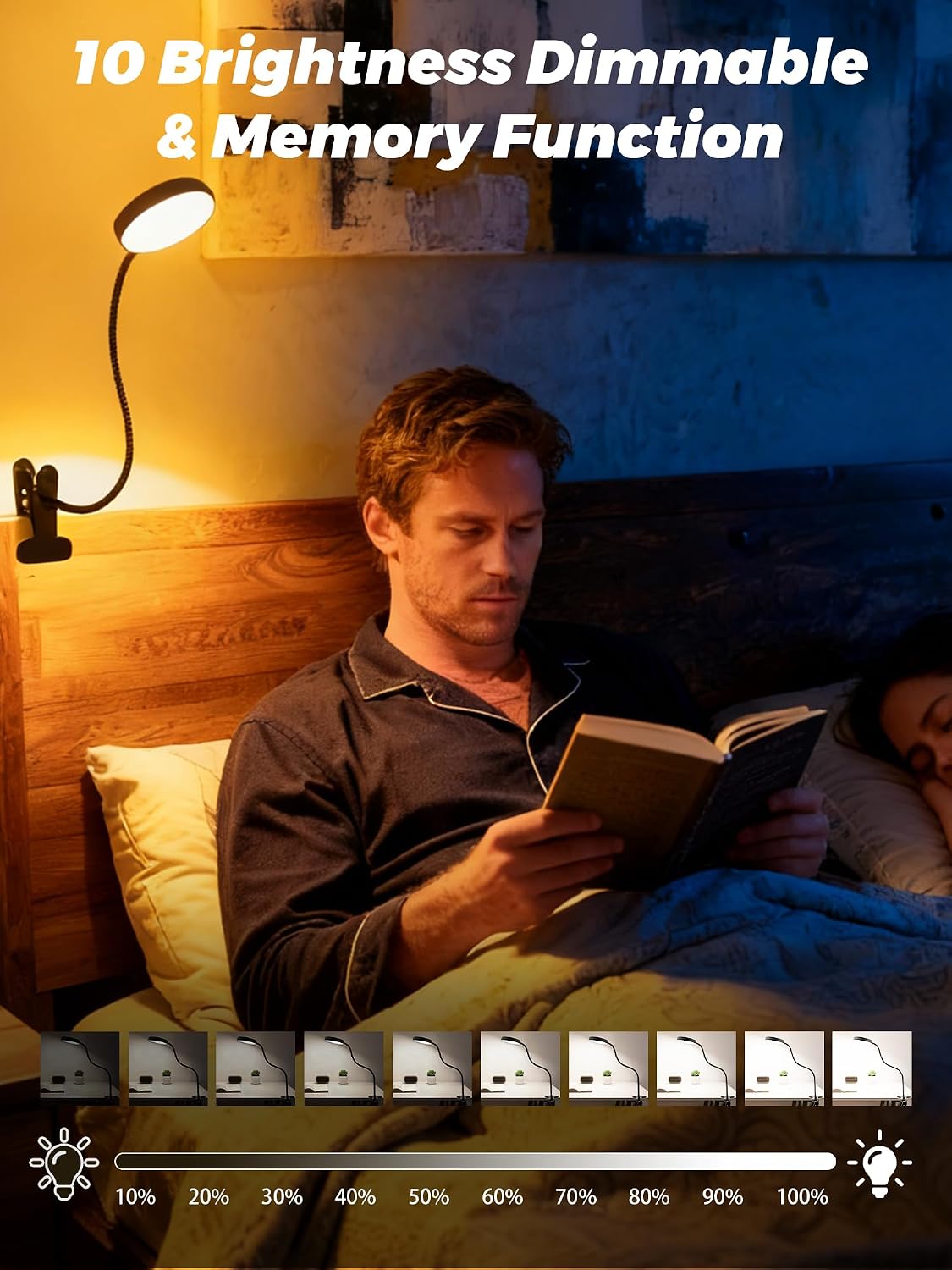 Clip on Light,10 RGB Colors+10 Brightness Small Desk Lamp with Clamp Light | 500 lm Bright 72 LED Desk Light, USB