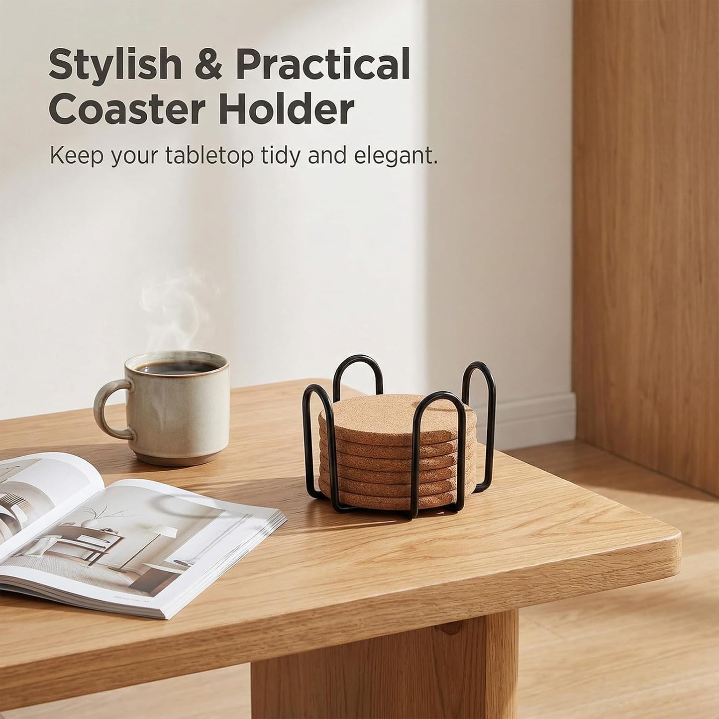 Metal Coaster Holder / Black / 4 Inch / Set of 16