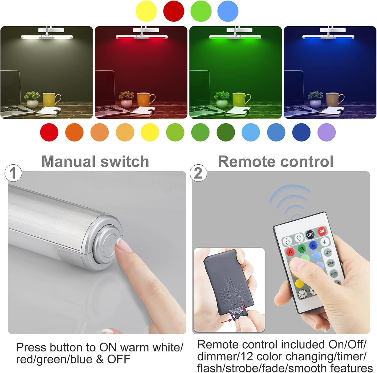 LUXSWAY Wireless Picture Lights for Paintings,Rechargeable Battery Art Display Light with Remote Control,Dimmable and