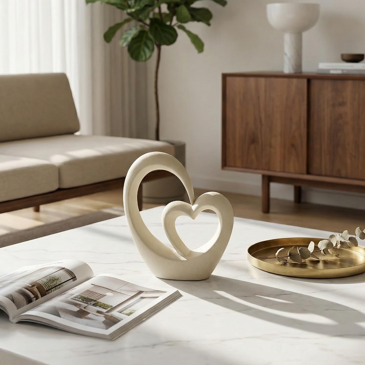 Ceramic Statue Home Decor Aesthetic Abstract Brushed Finish Sculpture Modern Decorative Statues