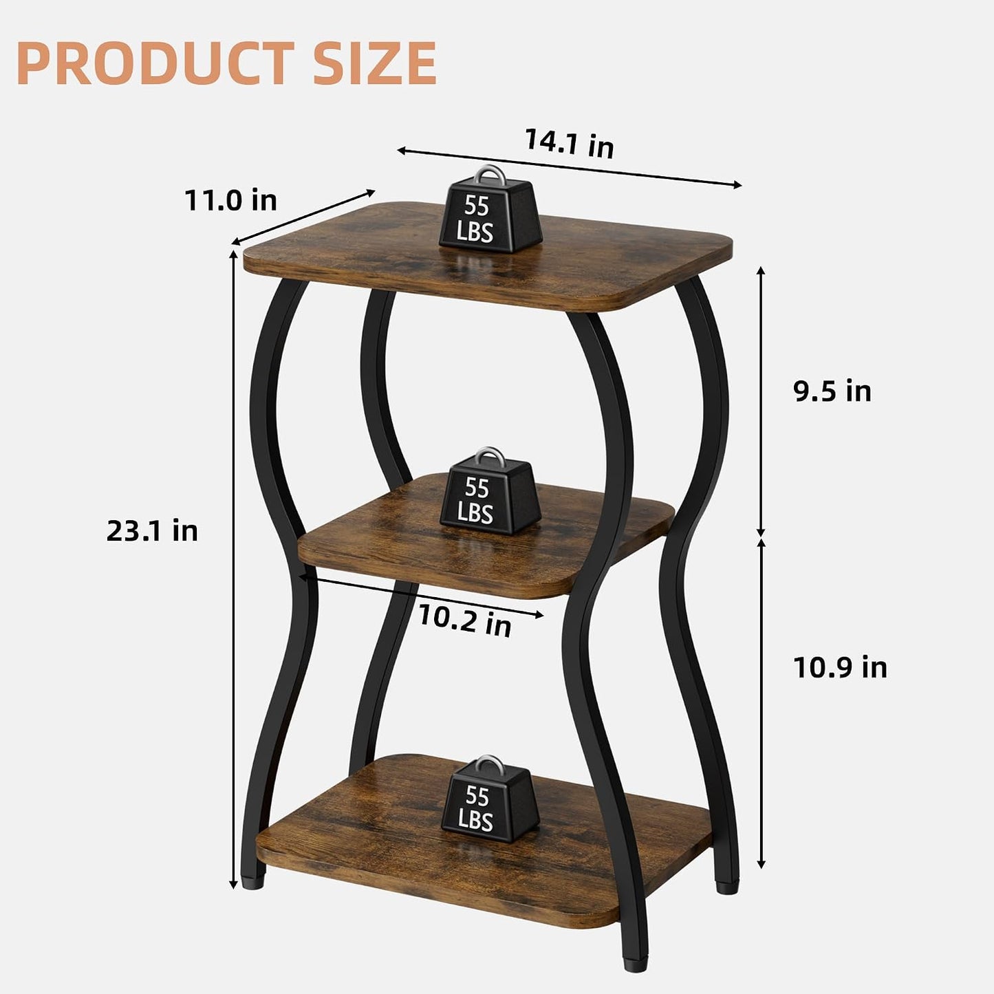 Small End Table for Small Spaces / Rustic Brown