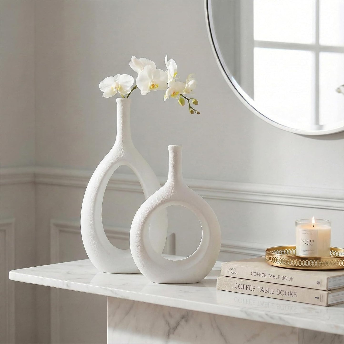 Boho Circle Vase / White / Set of 2